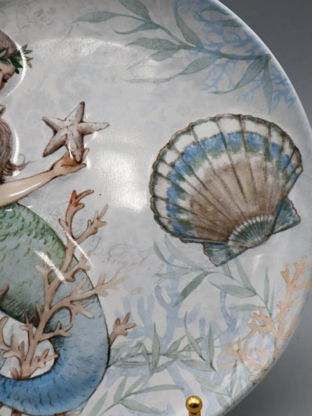 Cracker Barrel Susan Winget Stoneware Mermaid Seashell Salad Plate Coastal
